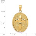 14k Fleur-De-Lis on Oval Disk Pendant - Image 4