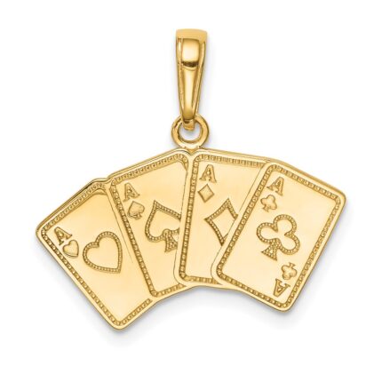 14k Aces Playing Cards Pendant