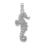 14K White Gold 3-D Seahorse Charm