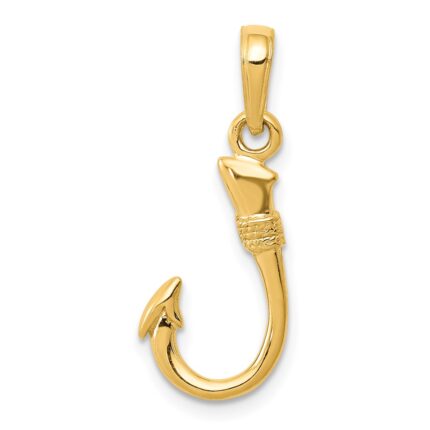 14K 3-D Fish Hook Pendant