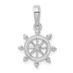 14K White Gold Ship Wheel Pendant - Image 3