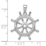 14K White Gold 3-D Ships Wheel Pendant - Image 4
