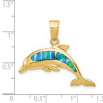 14k Lab Created Opal Dolphin Pendant - Image 4