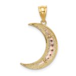 14K Two-tone with White Rhodium Diamond-cut Moon Pendant - Image 3