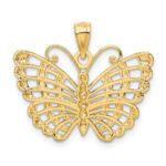 14k and White Rhodium Diamond-cut Butterfly Pendant - Image 3