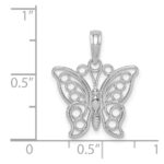 14K White Gold Cut-out Butterfly Large Pendant - Image 4