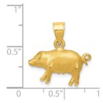 14K Satin Diamond-cut Pig Pendant - Image 4