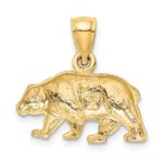 14K Satin Diamond-cut Bear Pendant - Image 3