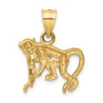 14K Satin Diamond-cut Monkey Pendant - Image 3