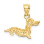 14K Satin Diamond-cut Dachshund Dog Pendant - Image 3