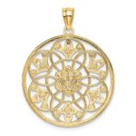14K and White Rhodium Diamond-cut Circle Pendant - Image 3