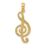 14K Textured Treble Clef Charm - Image 4