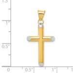 14k and White Rhodium 3-D Hollow Cross Pendant - Image 3