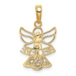 14K and White Rhodium BELIEVE Angel Pendant - Image 3