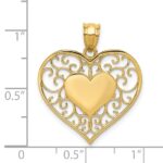 14K Polished Filigree Border Heart Pendant - Image 4