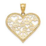 14K Polished Hearts and Peace Signs in Heart Pendant - Image 3
