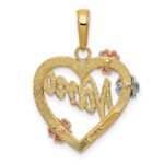 14K Tri-color NANA in Heart with Flowers Pendant - Image 4