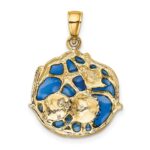 14K Blue Enameled Shell Cluster Pendant - Image 3