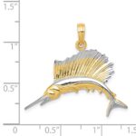 14K and White Rhodium Sailfish Pendant - Image 3