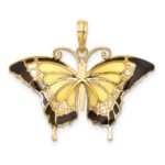 14K Yellow Enameled Butterfly Pendant - Image 3