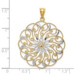 14k and White Rhodium Diamond-cut Fancy Swirl Pendant - Image 3