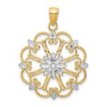 14K and White Rhodium Starburst Pendant