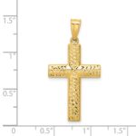 14K Reversible Textured One Side Polished Back Cross Pendant - Image 4