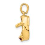 14k 3-D January/Red Synthetic Stone Engravable Baby Shoe Charm - Image 2