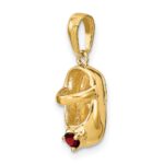 14k 3-D January/Red Synthetic Stone Engravable Baby Shoe Charm - Image 5