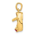 14k 3-D July/Red Synthetic Stone Engravable Baby Shoe Charm - Image 2