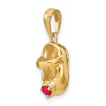 14k 3-D July/Red Synthetic Stone Engravable Baby Shoe Charm - Image 5