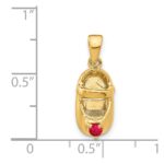 14k 3-D July/Red Synthetic Stone Engravable Baby Shoe Charm - Image 4