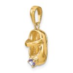 14k 3-D June/Light Purple Synthetic Stone Engravable Baby Shoe Charm - Image 5