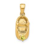 14k 3-D November/Yellow Synthetic Stone Engravable Baby Shoe Charm