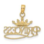 14k and White Rhodium Polished PRINCESS with Crown Pendant - Image 3