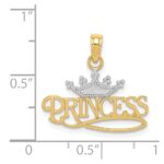14k and White Rhodium Polished PRINCESS with Crown Pendant - Image 4