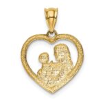 14k Polished and Satin Mom and Baby Heart Charm - Image 3