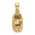 14k  3-D Two-tone Baby Shoe with Bow Charm