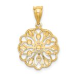 14K and White Rhodium Diamond-Cut Round Pendant - Image 4