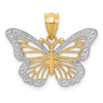14k and White Rhodium Butterfly Pendant