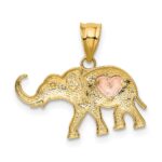 14k Yellow and Rose Gold Elephant with Heart Charm - Image 3