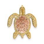 14K Two-Tone with White Rhodium Turtle Pendant Chain Slide - Image 3