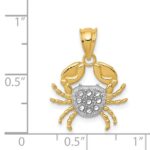 14K and White Rhodium Diamond-Cut Crab Pendant - Image 4