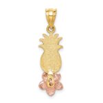14K Yellow and Rose Gold Pineapple with Plumeria Flower Pendant - Image 4