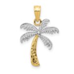 14K and White Rhodium Palm Tree Pendant