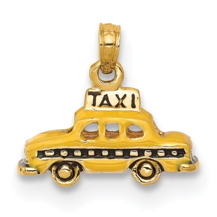 14k 3-D Enameled TAXI Pendant