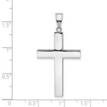 14k White Gold Polished Hollow Cross Pendant - Image 4