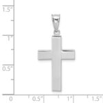 14k White Gold Polished Hollow Cross Pendant - Image 4