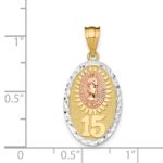 14K Two-tone with White Rhodium Solid Our Lady of Guadalupe 15 Oval Pendant - Image 4