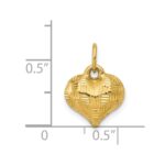 14K Polished Basket Weave Pattern 3-D Puffed Heart Pendant - Image 4